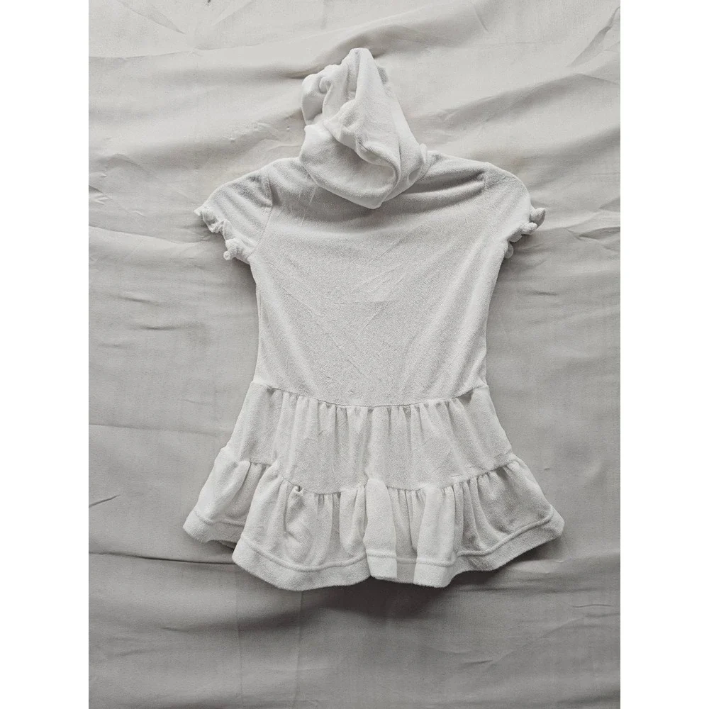 Cat & Jack Girls Hooded Zip Swim Cover Up White Cotton Blend Terry Size XS